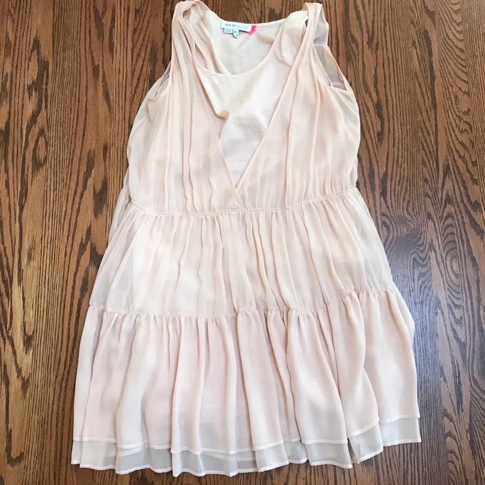 See by Chloe pale pink nude dress US 2 silk/cotton